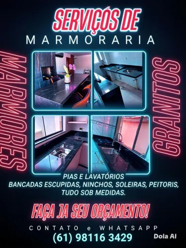 Marmoraria e instalações granitos e marmores e nacional e importados.  
