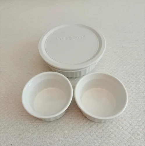 Caçarola e ramekins redondos corningware 