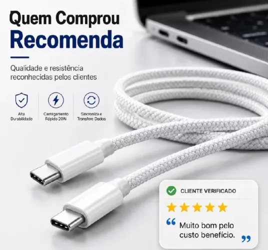 Cabo reforçado tipo C para iPhone apenas 35,00
