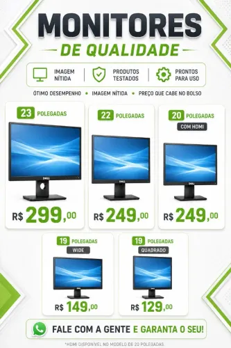 MONITORES DE QUALIDADE - TESTADOS E PRONTOS PARA USO