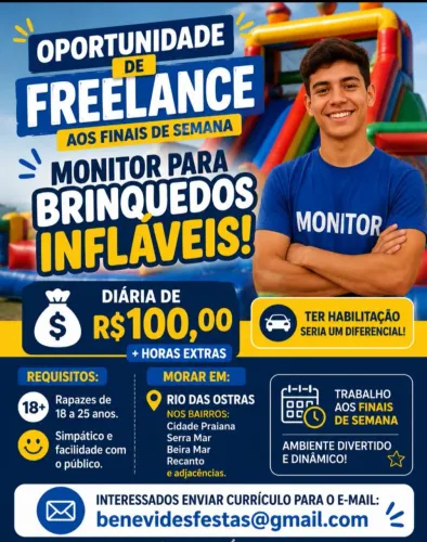 Oportunidade para free lance final de semana Rio das ostras 