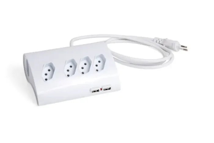 Caixa De tomada 5 tomadas duas USB sobrepor ou mesa ( Tipo extensão)