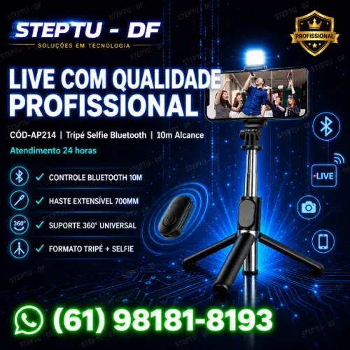 Tripé sem fio para selfie com Bluetooth, extensível , transmissões ao vivo  COD-AP214 