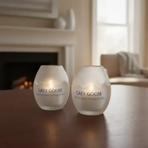 Kit 2 Porta Velas Vodka Grey Goose Em Cristal Fosco Original