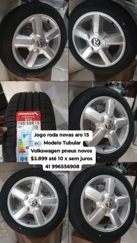 Rodas tubular VW Volkswagen aro 15 novas pneus 195/50/15 novos até 10 x sem juros 