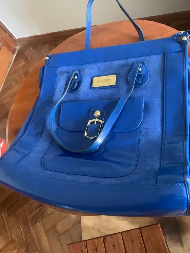 Bolsa 100% couro toda em couro puro tamanho médio azul BIC Marca COURO FINO