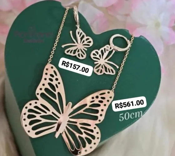 Kit gargantilha e brinco da Romanell