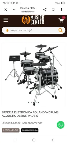 BATERIA ELETRONICA ROLAND V-DRUMS ACOUSTIC DESIGN VAD316