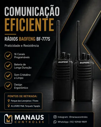Kit 2 Radio Baofeng 777s Walk Talk Comunicador 16 Canais