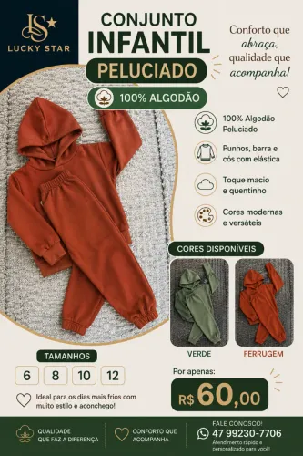 Conjunto infantil 100% Algodão com elástico
