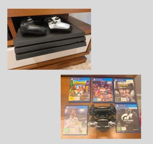 PS4 Pro 1TB + 2 controles + 5 jogos