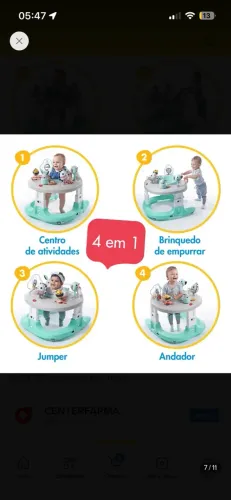 Andador e Centro de Atividades 4 em 1