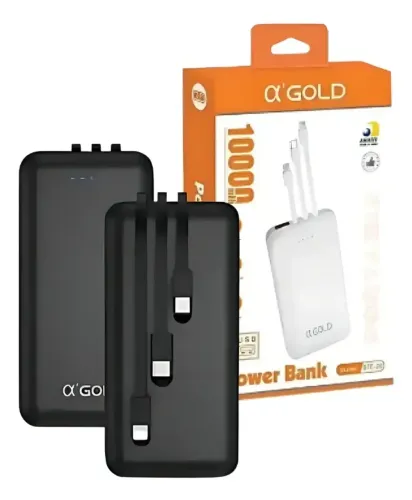 [Novo] Carregador Portátil 10.000mah Adaptador 3 Entradas-branco/preto