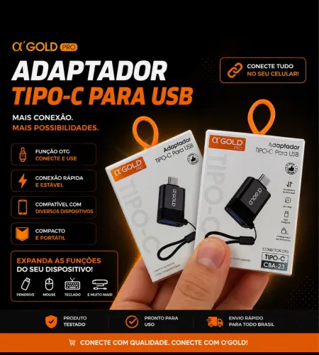 Adaptador OTG, Disponível tipo C / Lightning / Micro