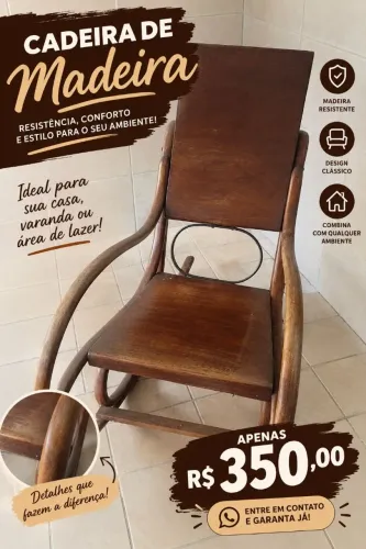 Cadeira de balanço em madeira