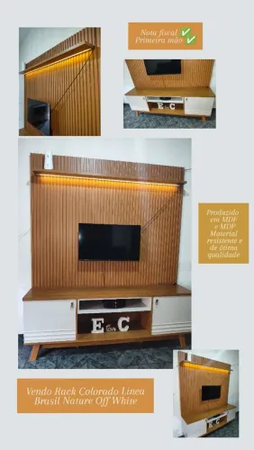 Painel Ouro Preto c/ Rack Colorado Linea Brasil - Nature/Off White