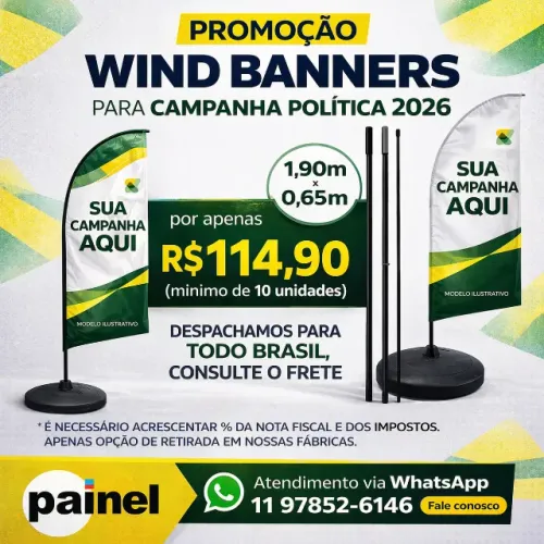 Wind Banner Politica - Apenas 114,90 Minimo 10 unidades