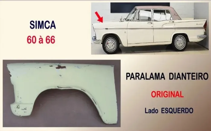 Paralama Dianteiro Simca 60 À 66 Chambord Rallye Lado Esquerdo