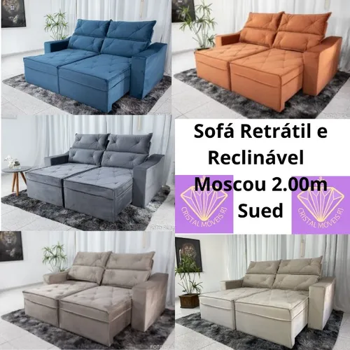 Sofá Retrátil e Reclinável Moscou 2.00m Sued RF