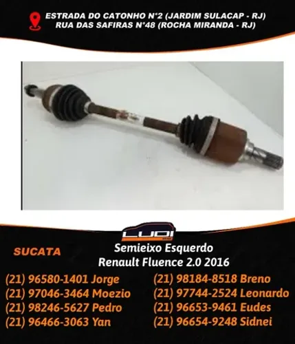 Semieixo Esquerdo Renault Fluence 2.0 2016