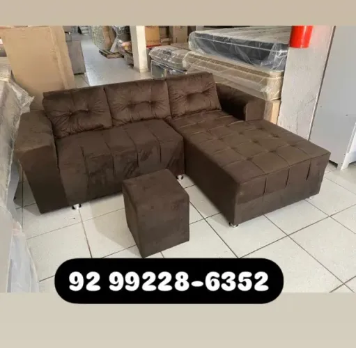 Sofá chayse com puff de brinde novo