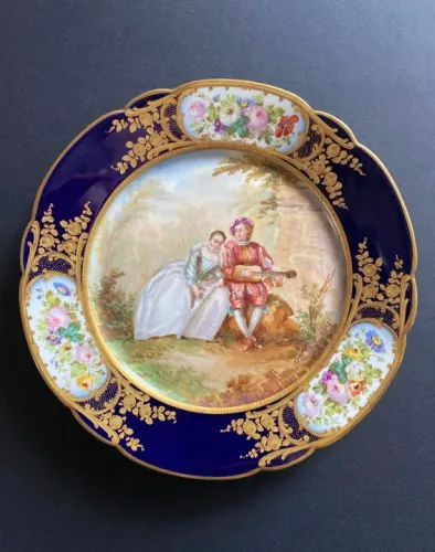Prato de parede Sevres 1844 - Chateau de Tuileries - Rei Luis Felipe