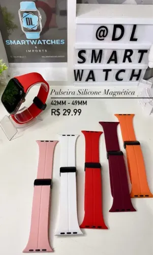 Pulseira Silicone Magnética Dobrável para Smartwatches 42mm - 49mm