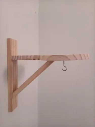 Suporte de Parede Mão Francesa Tipo Raquete para vasos planta Macramê Envernizado