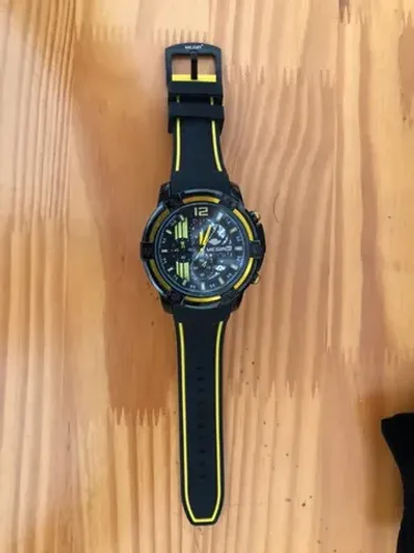 Presente para o Papai - Relógio Megir Preto/ Amarelo - Pronta Entrega