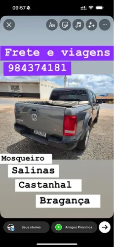 Frete,Carreto ou Uber Viagem,Mosqueiro,Salinas,Maruda Etc
