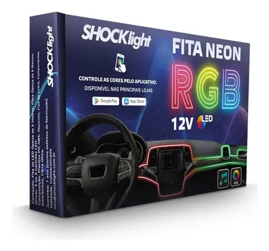 Fita Neon Rgb 5 Canhões 12v P/ Iluminação Interna Shocklight