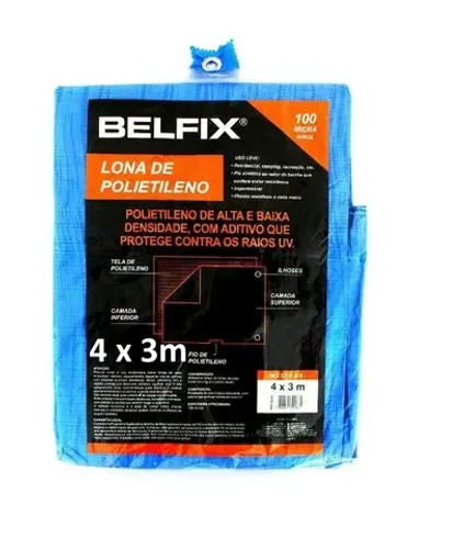 Lona De Polietileno Belfix 100 Micra C/ilhos 4x3m 67900