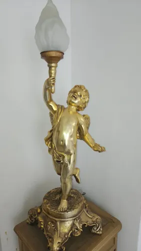 Abajur anjo dourado clássico 