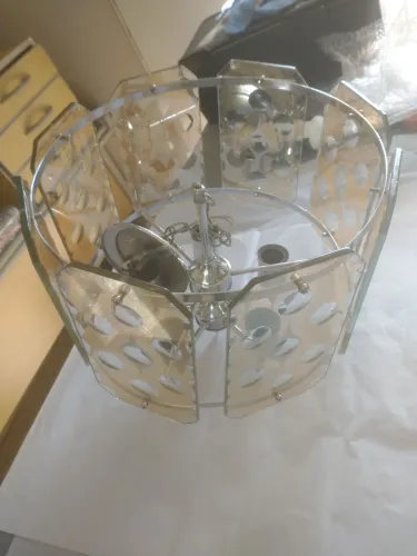 Lustre Retrô de Vidro Ambar com Detalhes