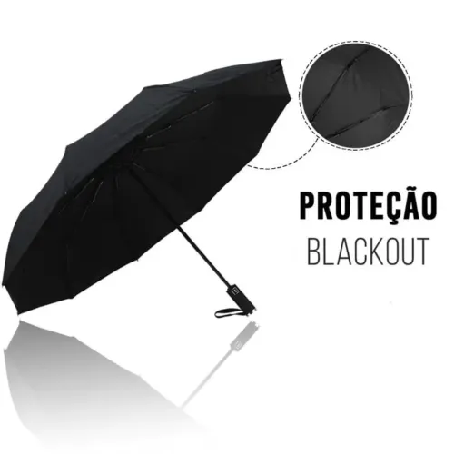 Guarda-chuva Preto com Proteção Blackout, haste dupla