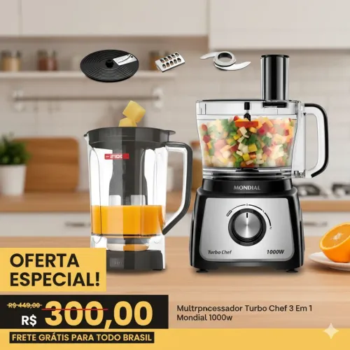 Multiprocessador Turbo Chef 3 Em 1 Mondial 1000w- Mpn-02-be