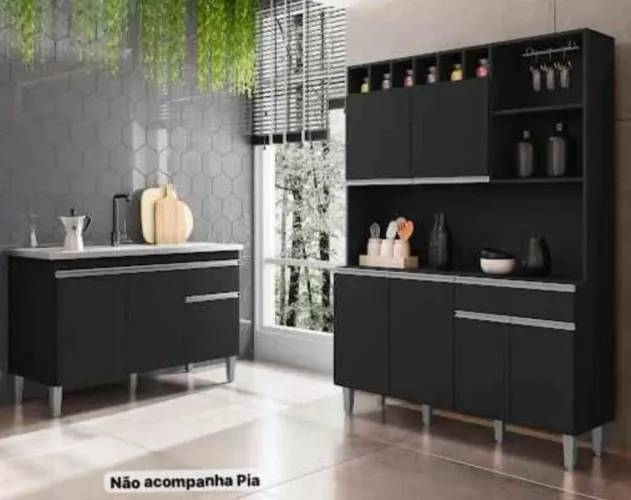 Armário de Cozinha Preto - Novo