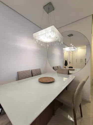 Luminária pendente de teto de cristal e aço inox - USADO e funcionando