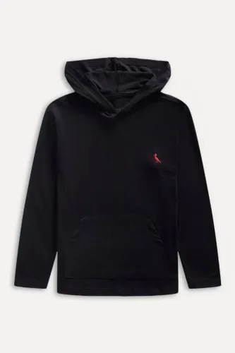 Camiseta Canguru Preta Hoodie Mini Brasa Tamanho PP (14) Logo Bordado Original Reserva