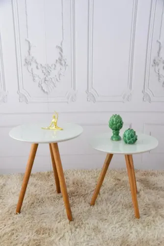 Conjunto de Mesa de apoio Valência com vidro laqueado (PRODUTO DE OFERTA)
