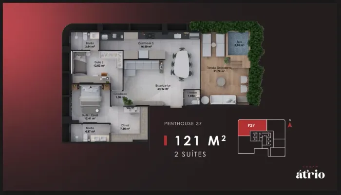 Penthouse Céu Aberto 121m² | 2 suítes + SPA privativo | ÁGIL