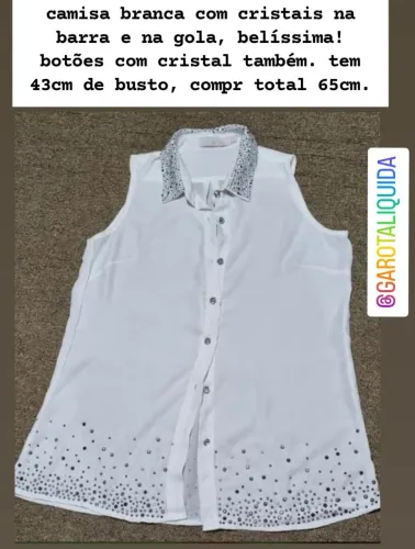 Camisa feminina branca P com cristais