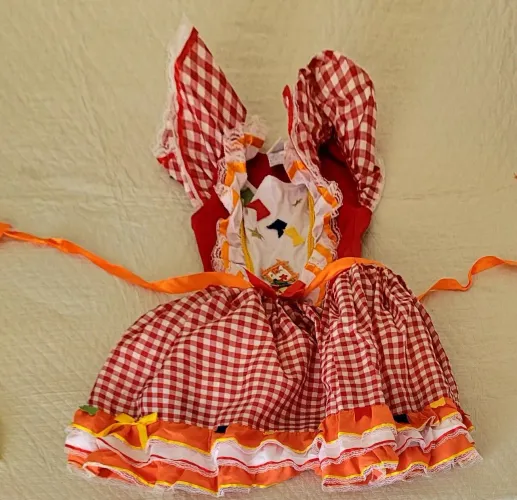 Vestido Infantil Xadrez Festa Junina