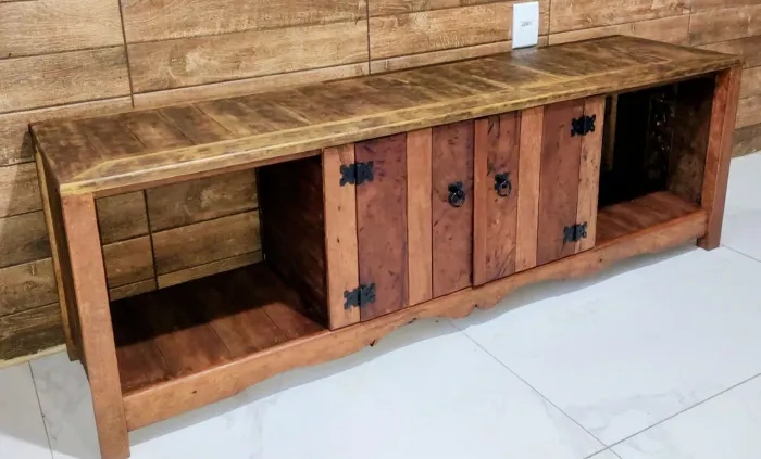 Rack aparador rústico madeira maciça 