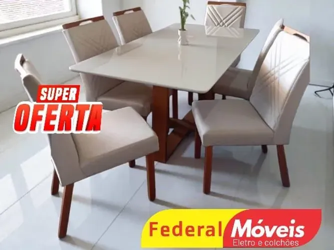 Mesa de jantar 1,60x90cm 6 caderas
