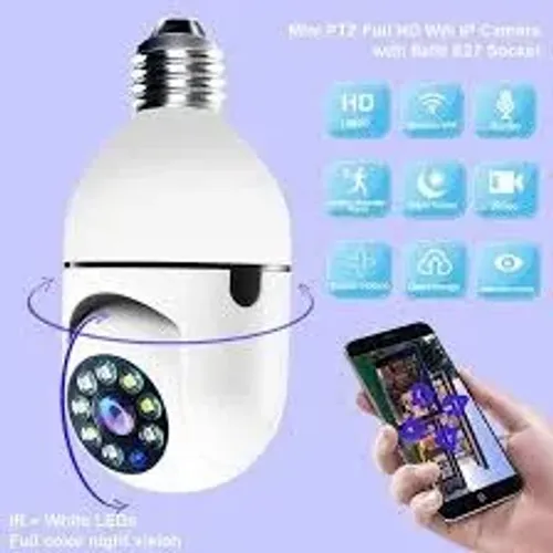 Camera Segurança Wifi Lampada Giratoria 360º
