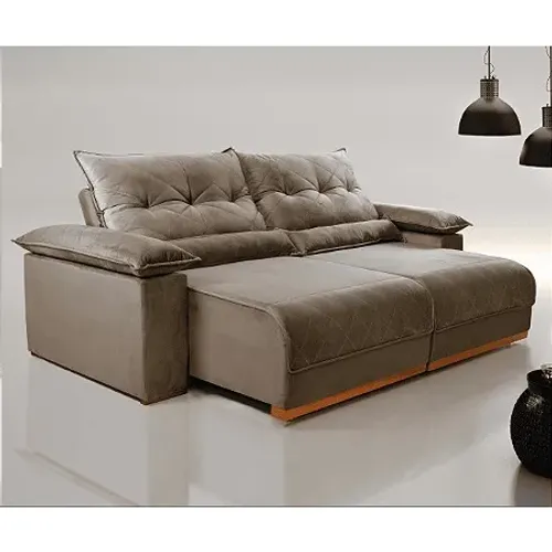 Sofá Retrátil Reclinável Malibu 2.90m Linho Cinza 1008 - D45