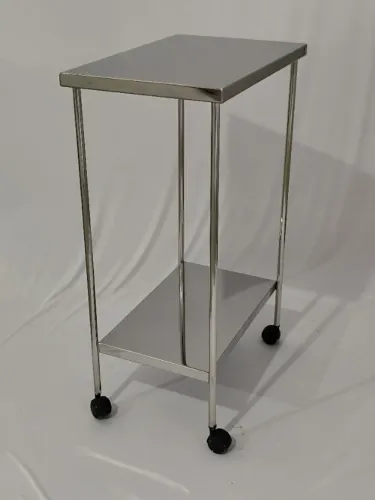 Mesa Auxiliar em Aço Inox 60x40cm com Rodízios de Nylon, Leve e Versátil