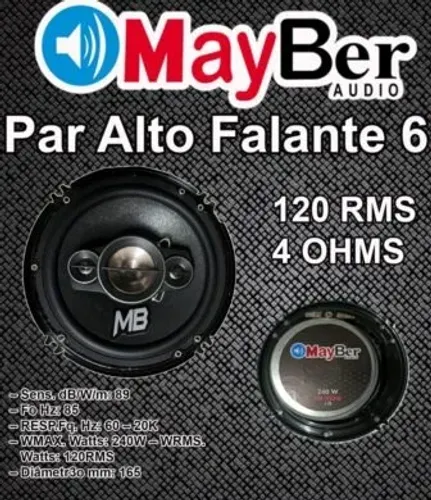Alto Falante Triaxial Mayber Audio 6 Polegadas 120Rms 240w
