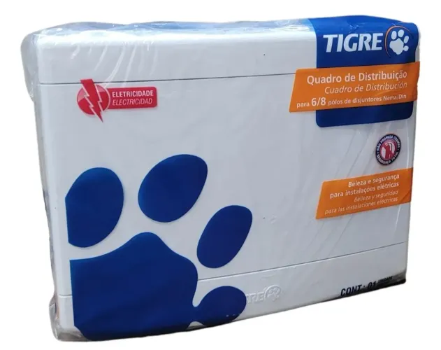 Quadro de distribuição 6/8 disjuntores.